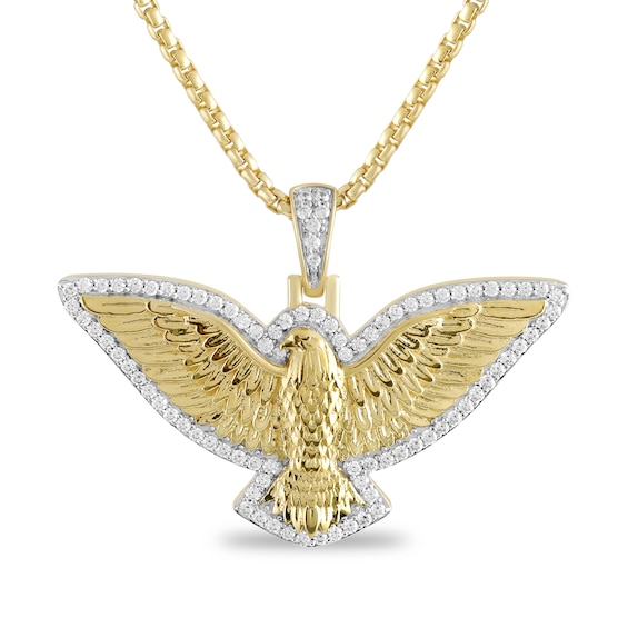 5/8 CT. T.w. Diamond Eagle Pendant in Sterling Silver with 24K Gold Vermeil - 22”