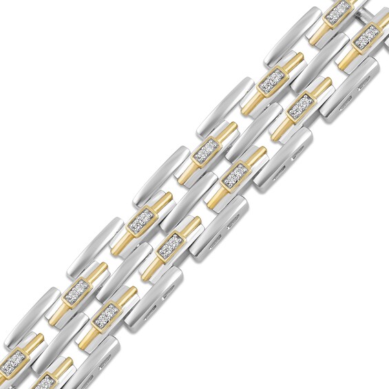 1/2 CT. T.w. Diamond Multi-Row Link Bracelet in Sterling Silver and 24K Gold Vermeil - 8.5â