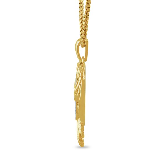 1/2 CT. T.w. Diamond Eagle with Flag Pendant in Sterling Silver with 24K Gold Vermeil - 22â