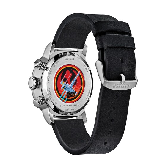Menâs Citizen Eco-DriveÂ® Star Warsâ¢ Rebel Starfighter Leather Strap Chronograph Watch and Pin Set (Model: Ca0870-43W)