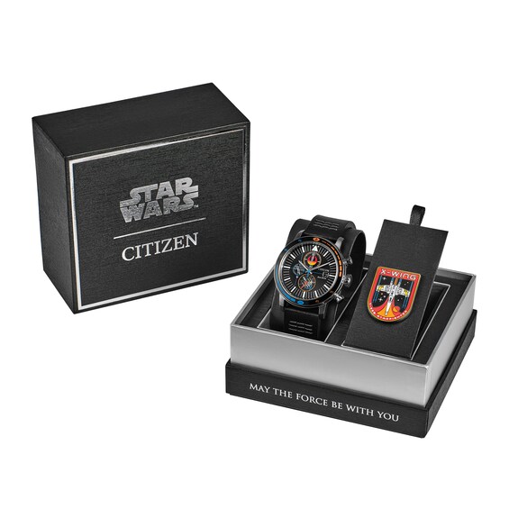 Menâs Citizen Eco-DriveÂ® Star Warsâ¢ Rebel Starfighter Leather Strap Chronograph Watch and Pin Set (Model: Ca0870-43W)