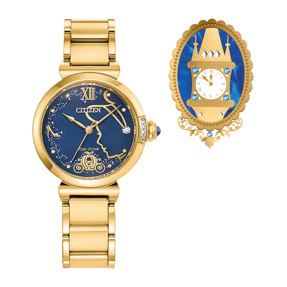 Ladies’ Citizen Eco-Drive® Disney Cinderella 75th Anniversary Diamond Watch and Pin Box Set (Model: Em1068-69W)