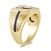 Thumbnail Image 2 of 1/2 CT. T.W. Black and White Diamond Cross Rectangle Ring in Sterling Silver with 24K Gold Vermeil and Black Rhodium