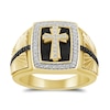Thumbnail Image 3 of 1/2 CT. T.W. Black and White Diamond Cross Rectangle Ring in Sterling Silver with 24K Gold Vermeil and Black Rhodium