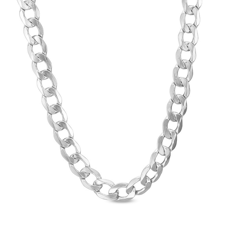 Main Image 1 of 7.0mm Curb Chain Necklace in Hollow 14K White Gold - 24"