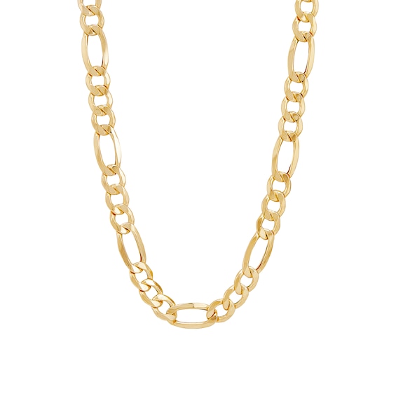 9.0mm Figaro Chain Necklace in Hollow 10K Gold - 22"