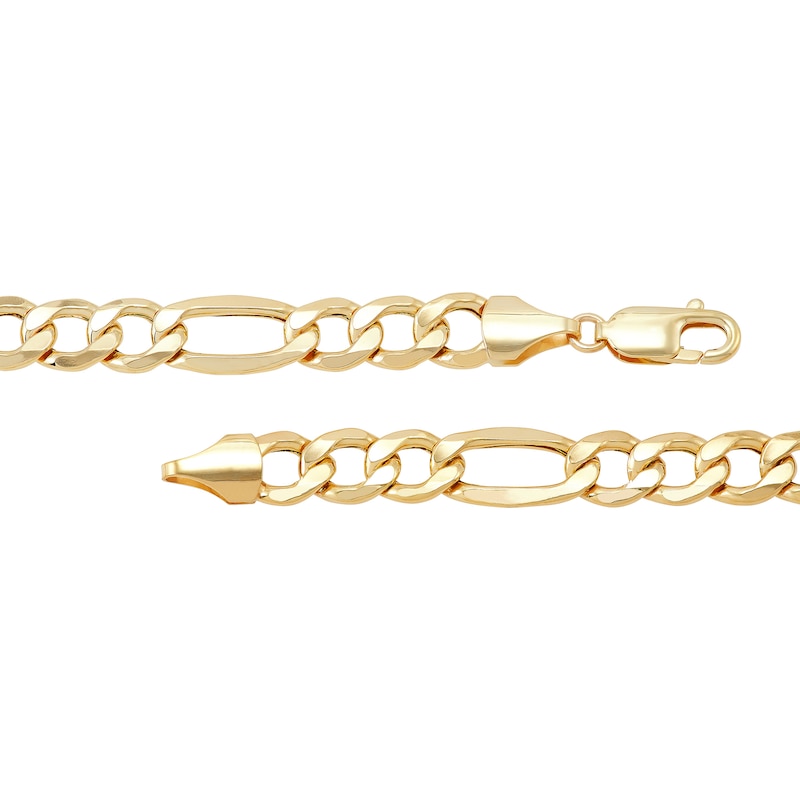 Main Image 2 of 9.0mm Figaro Chain Necklace in Hollow 10K Gold - 22"