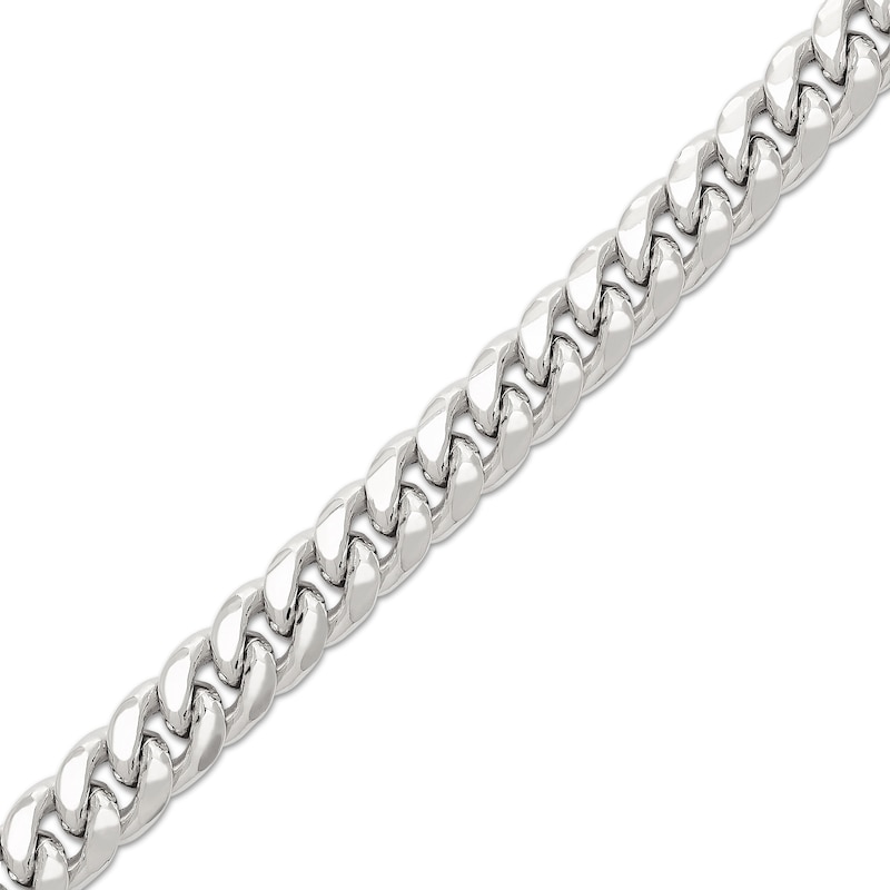 Main Image 1 of 7.4mm Miami Cuban Curb Chain Necklace in Hollow 10K White Gold - 24"