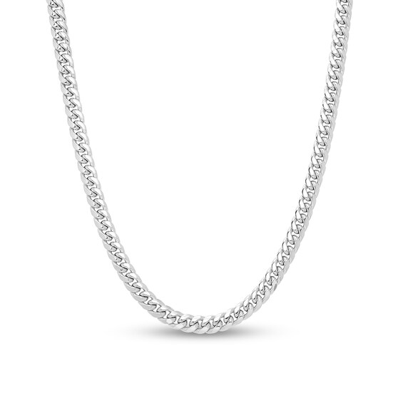 7.4mm Miami Cuban Curb Chain Necklace in Hollow 10K White Gold - 24"