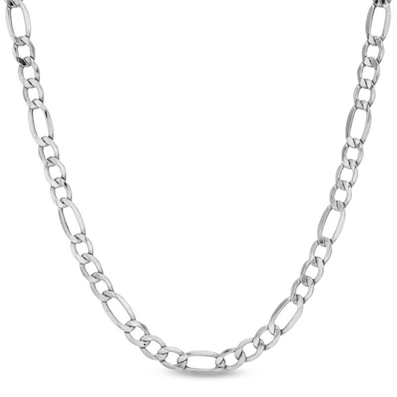 5.8mm Figaro Chain Necklace in Hollow 14K White Gold - 20"