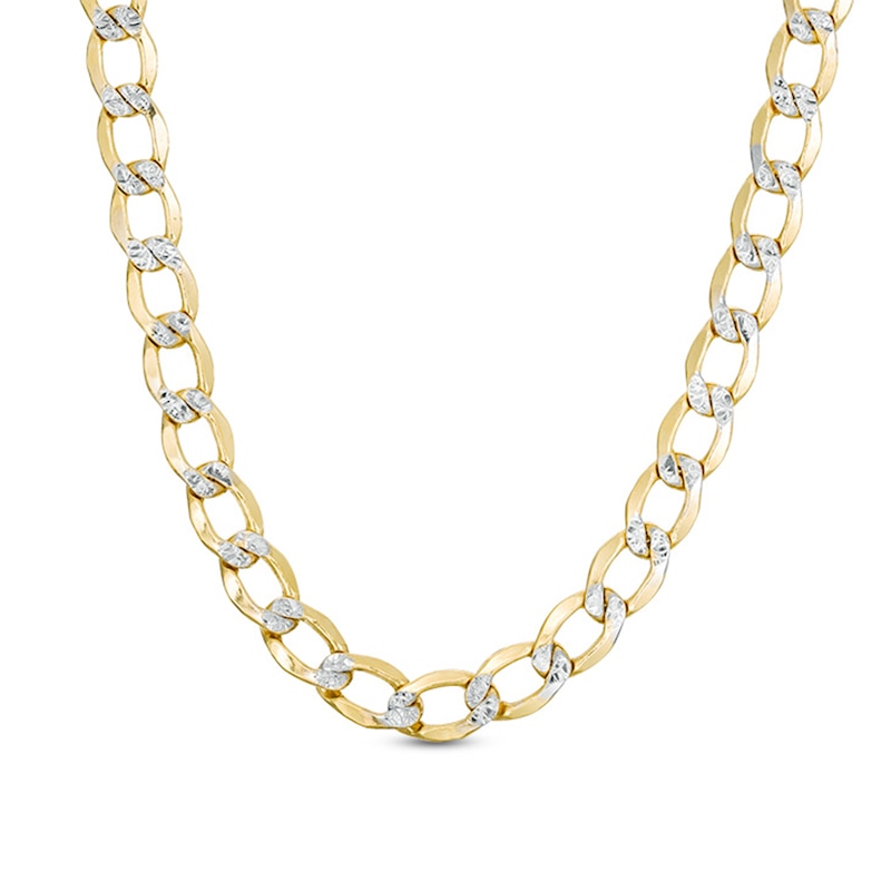 Main Image 1 of 6.0mm Diamond-Cut Curb Chain Necklace in Hollow 10K Two-Tone Gold - 20"