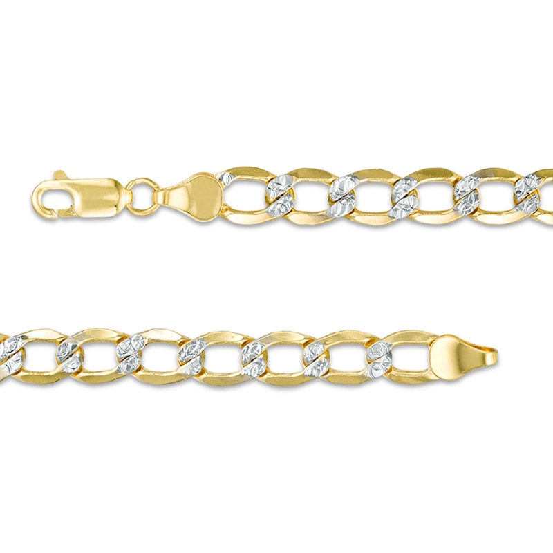 Main Image 2 of 6.0mm Diamond-Cut Curb Chain Necklace in Hollow 10K Two-Tone Gold - 20"