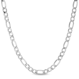 5.8mm Figaro Chain Necklace in Hollow 14K White Gold - 24"