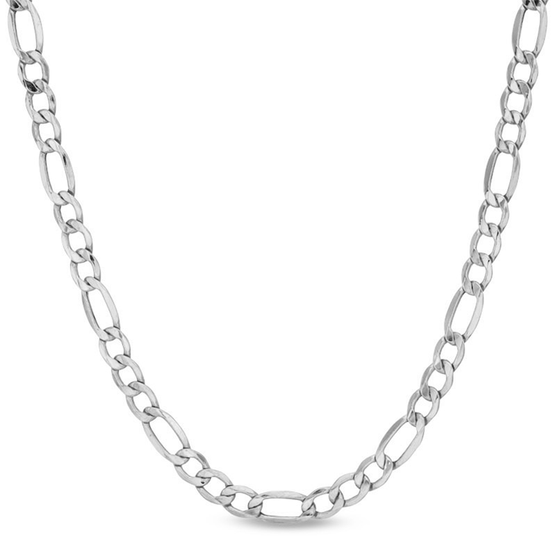 Main Image 1 of 5.8mm Figaro Chain Necklace in Hollow 14K White Gold - 24"