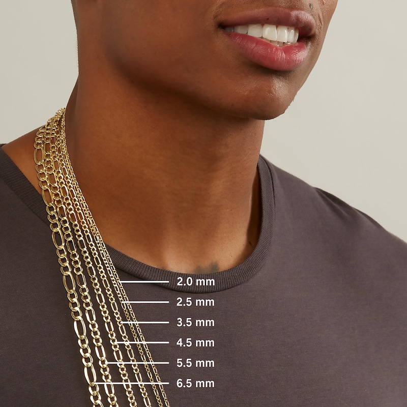 Main Image 4 of 5.8mm Figaro Chain Necklace in Hollow 14K White Gold - 24"