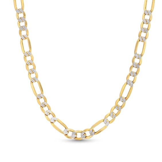 6.2mm Diamond-Cut Figaro Chain Necklace in Hollow 10K Two-Tone Gold - 20"