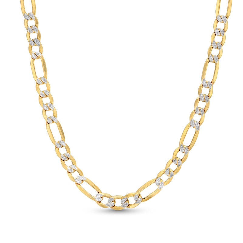 Main Image 1 of 6.2mm Diamond-Cut Figaro Chain Necklace in Hollow 10K Two-Tone Gold - 20"