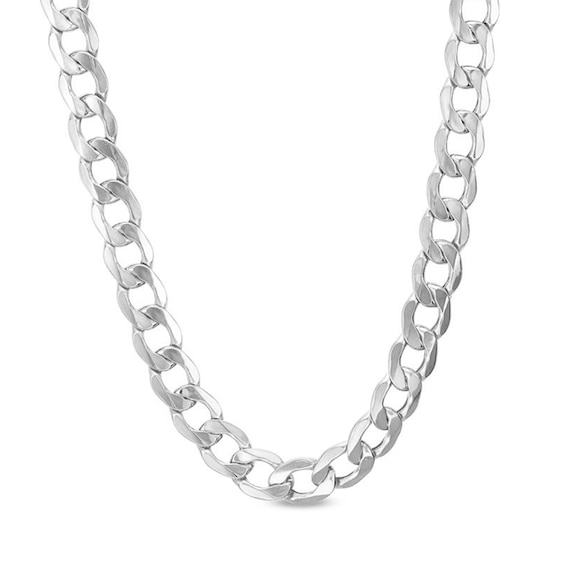 7.0mm Curb Chain Necklace in Hollow 14K White Gold