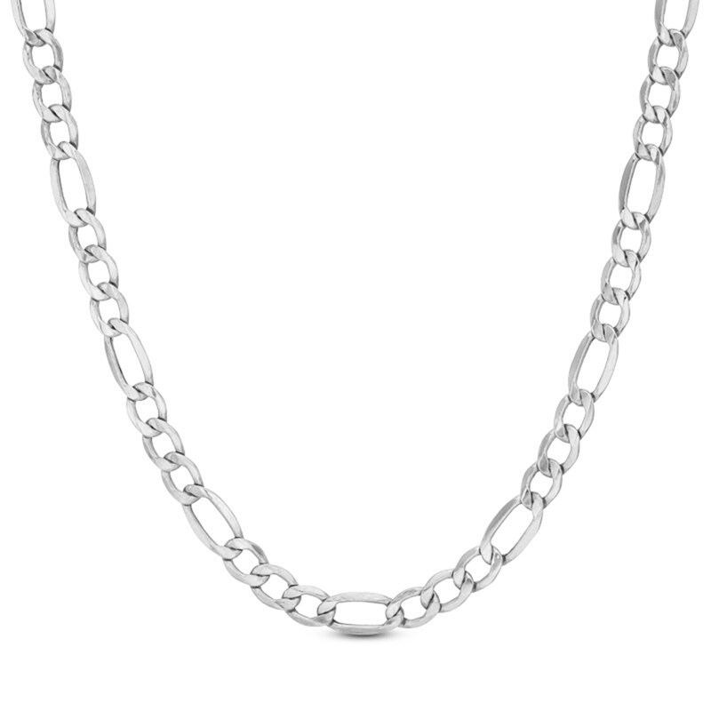 Main Image 1 of 7.2mm Figaro Chain Necklace in Hollow 14K White Gold - 20"