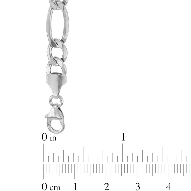 Main Image 2 of 7.2mm Figaro Chain Necklace in Hollow 14K White Gold - 20"