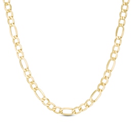 7.2mm Figaro Chain Necklace in Hollow 14K Gold - 20"