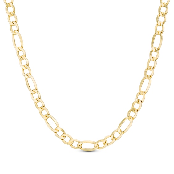 7.2mm Figaro Chain Necklace in Hollow 14K Gold - 20"