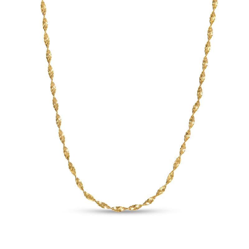 Main Image 1 of 1.0mm Diamond-Cut Twist Bonanza Chain Necklace in Solid 14K Gold - 20"