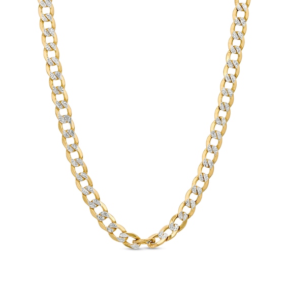 7.5mm Diamond-Cut Curb Chain Necklace in Hollow 10K Two-Tone Gold - 22"