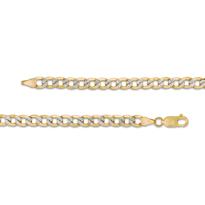 Main Image 2 of 7.5mm Diamond-Cut Curb Chain Necklace in Hollow 10K Two-Tone Gold - 22"