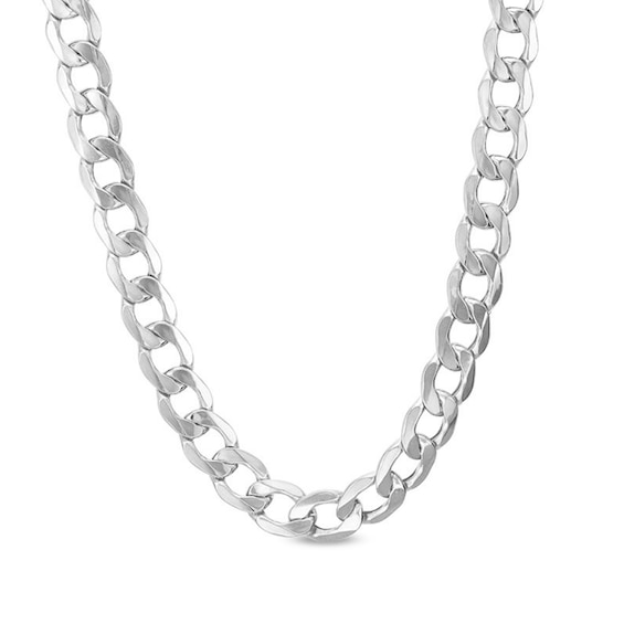 7.0mm Curb Chain Necklace in Hollow 14K White Gold - 26"
