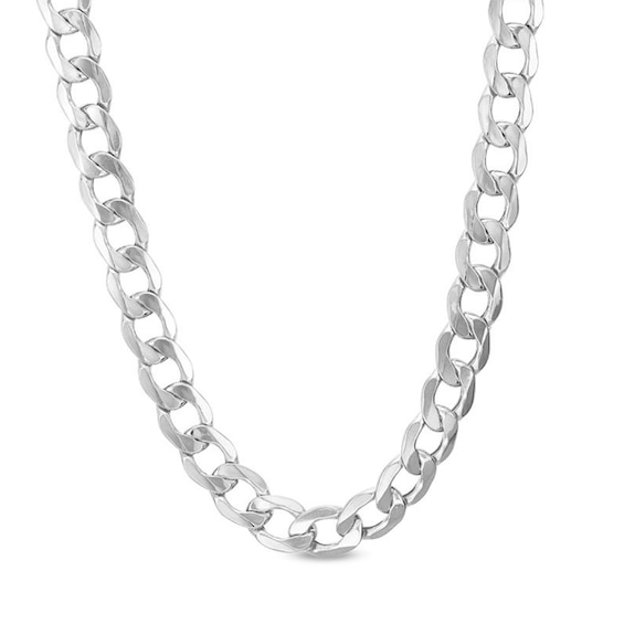 7.0mm Curb Chain Necklace in Hollow 14K White Gold - 28"