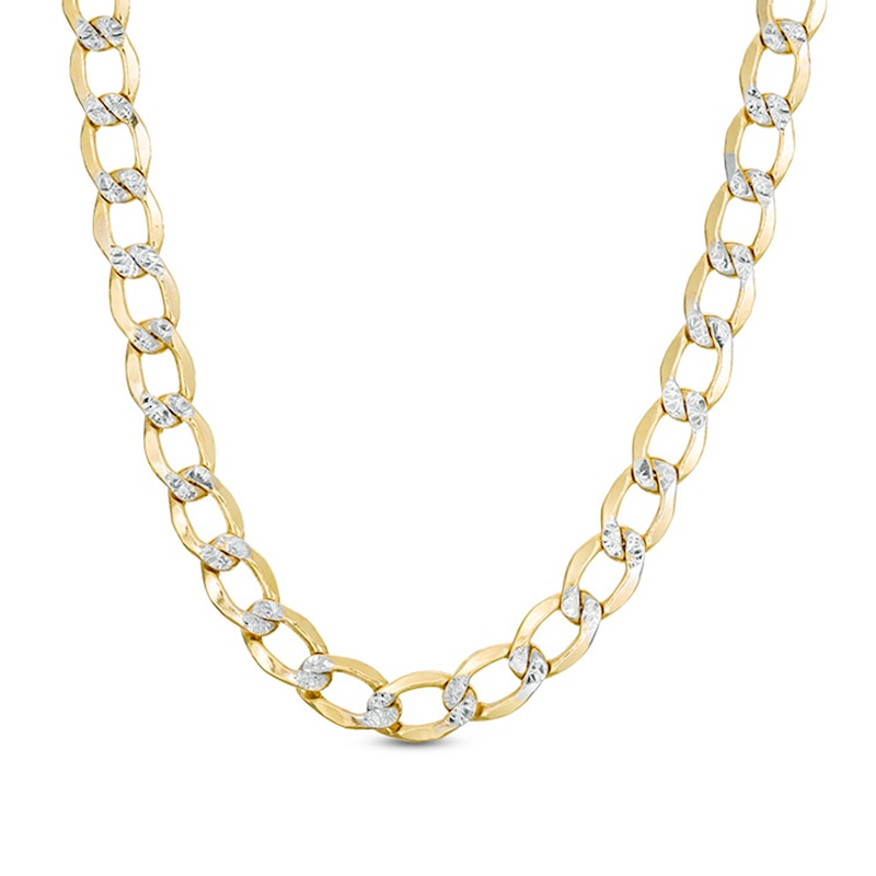 Main Image 1 of 6.0mm Diamond-Cut Curb Chain Necklace in Hollow 10K Two-Tone Gold - 24"