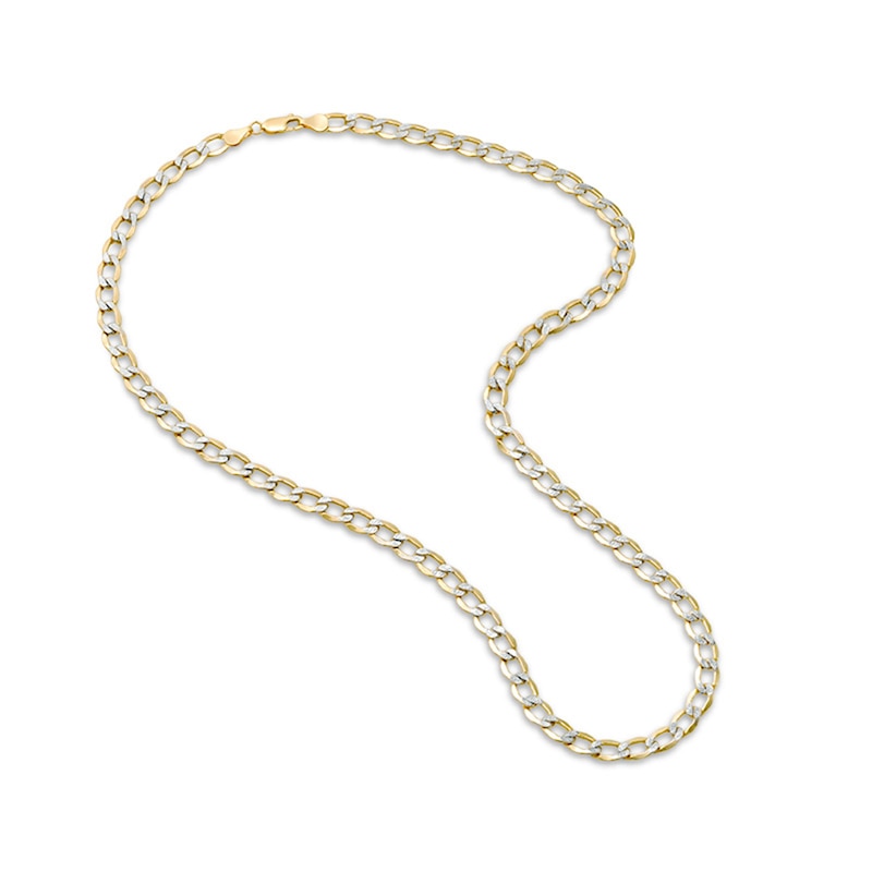 Main Image 3 of 6.0mm Diamond-Cut Curb Chain Necklace in Hollow 10K Two-Tone Gold - 24"
