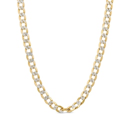 7.5mm Diamond-Cut Curb Chain Necklace in Hollow 10K Two-Tone Gold - 20"