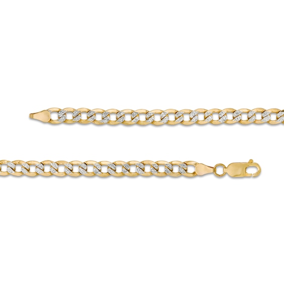 7.5mm Diamond-Cut Curb Chain Necklace in Hollow 10K Two-Tone Gold - 20"