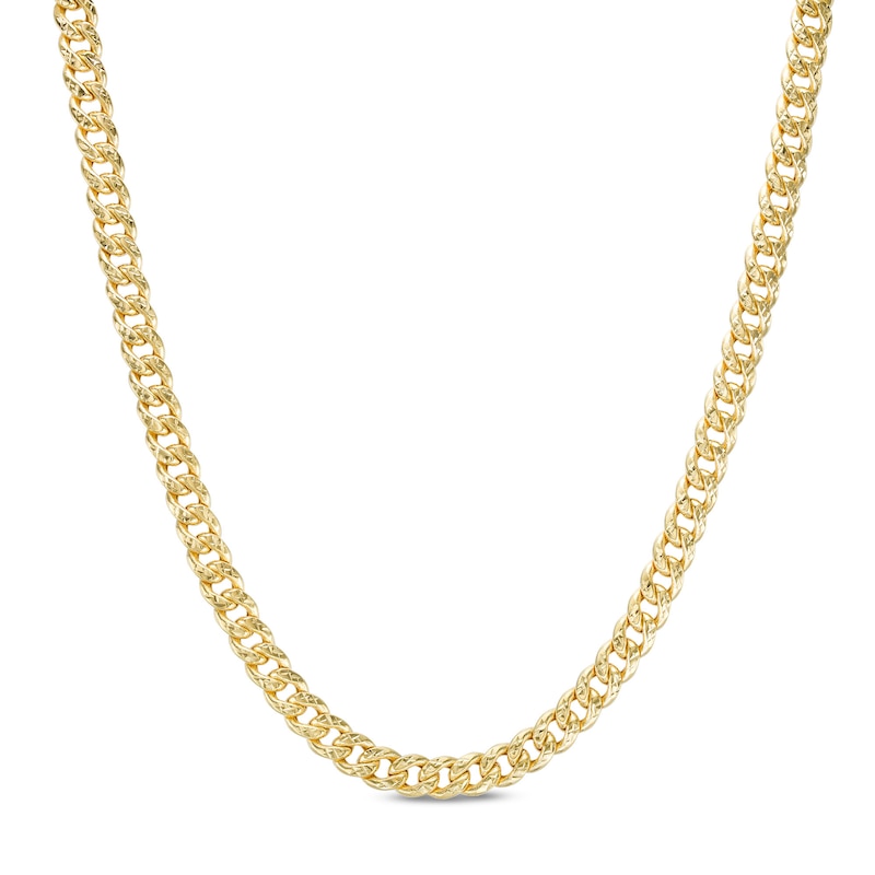 Main Image 1 of 5.7mm Diamond-Cut Miami Cuban Curb Chain Necklace in Hollow 10K Gold - 24"