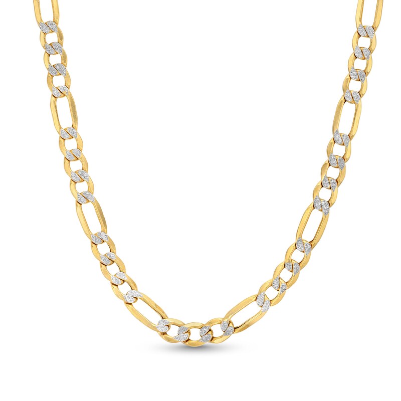 Main Image 1 of 6.2mm Diamond-Cut Figaro Chain Necklace in Hollow 10K Two-Tone Gold - 24"