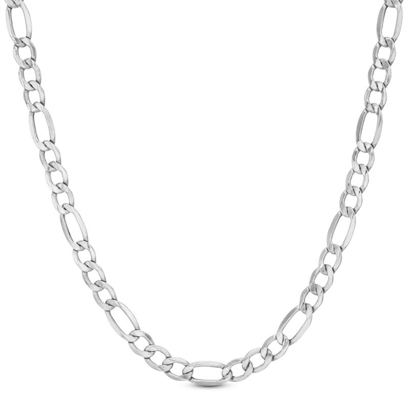 Main Image 1 of 7.2mm Figaro Chain Necklace in Hollow 14K White Gold - 24"