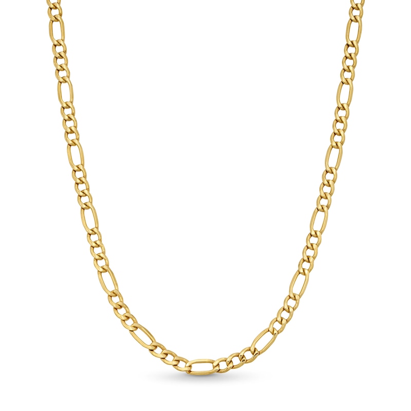 Main Image 1 of 3.2mm Diamond-Cut Figaro Chain Necklace in Hollow 14K Gold - 22"