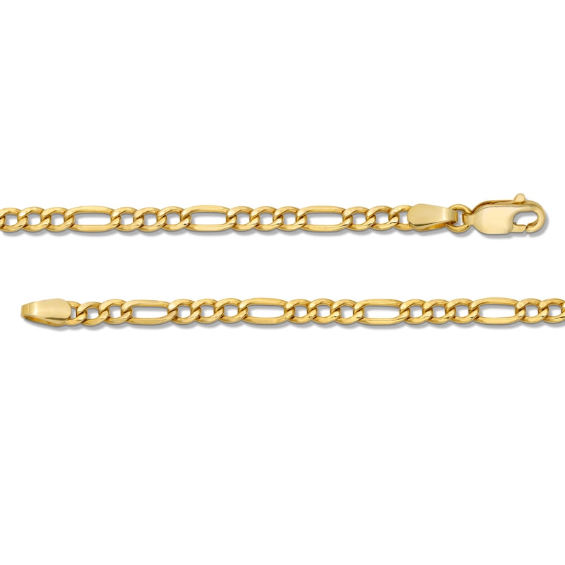 Main Image 2 of 3.2mm Diamond-Cut Figaro Chain Necklace in Hollow 14K Gold - 22"