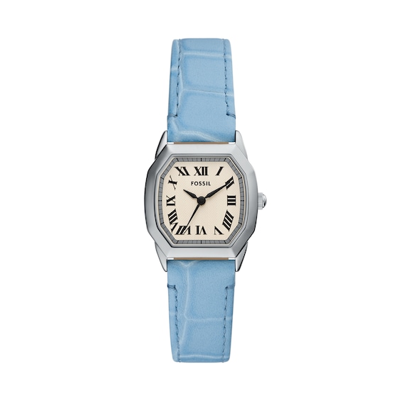 Ladiesâ Fossil Harlow Blue Leather Strap Watch with Octagonal Cream Dial (Model: Es5405)