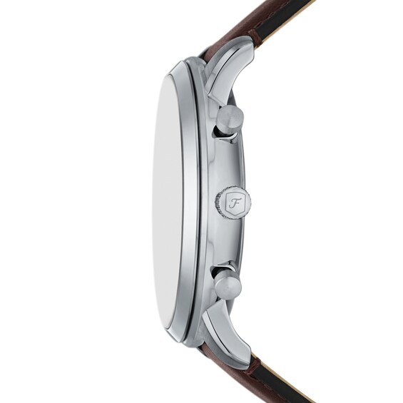 Men's Fossil Neutra Brown Leather Strap Chronograph Watch with Light Blue Sunray Dial (Model: Fs6109)