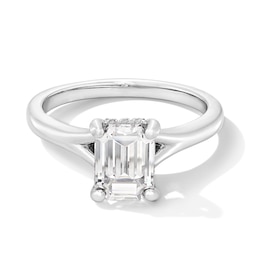 2 CT. T.W. Emerald-Cut Certified Lab-Grown Diamond Solitaire Split Shank Engagement Ring in 14K White Gold (F/VS2)