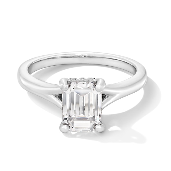 2 CT. T.w. Emerald-Cut Certified Lab-Grown Diamond Solitaire Split Shank Engagement Ring in 14K Gold (F/Vs2