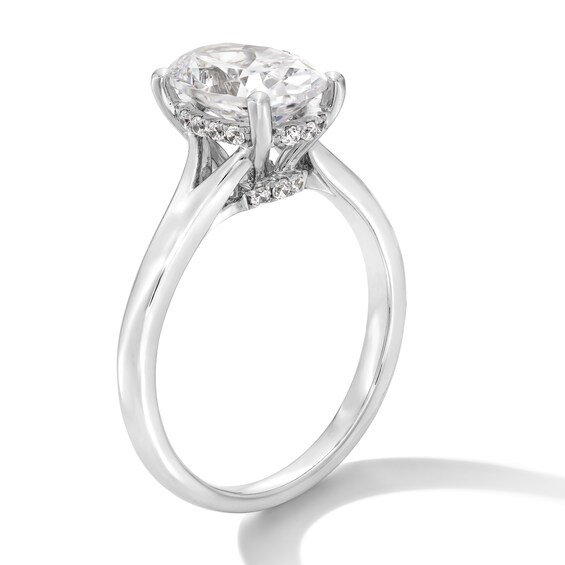 2 CT. T.w. Oval Certified Lab-Grown Diamond Solitaire Split Shank Engagement Ring in 14K Gold (F/Vs2
