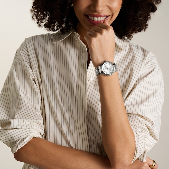 Ladies' Fossil Gilmore Watch with Silver-Tone and White Dial (Model: Es5393)