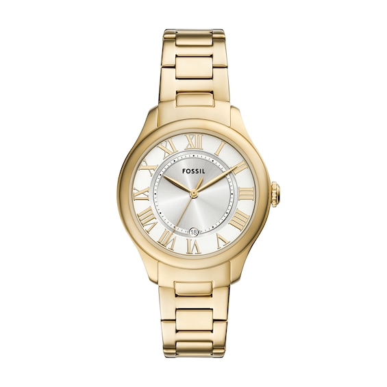 Ladies' Fossil Gilmore Gold-Tone IP Watch with Silver-Tone and White Dial (Model: Es5395)