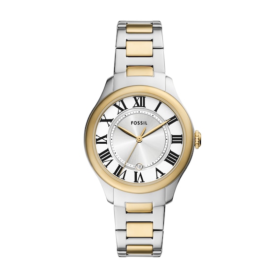 Ladies' Fossil Gilmore Two-Tone IP Watch with Silver-Tone and White Dial (Model: Es5396)
