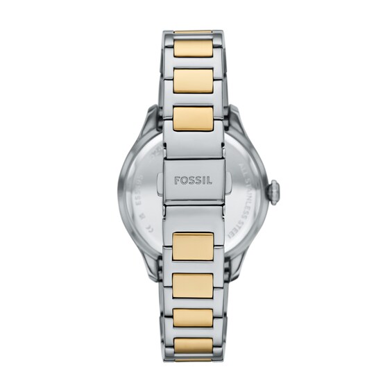 Ladies' Fossil Gilmore Two-Tone IP Watch with Silver-Tone and White Dial (Model: Es5396)