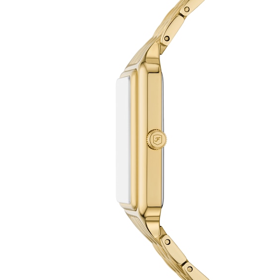 Ladies' Fossil Raquel Crystal Accent Gold-Tone IP Watch with Rectangular Mother-of-Pearl Dial (Model: Es5398)
